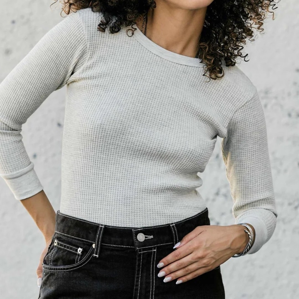 Imogene + Willie Waffle Thermal Crew In Ash Medium